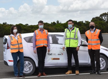 A photograph of Minister for Roads and Road Safety Ben Carroll and TAC CEO Joe Calafiore