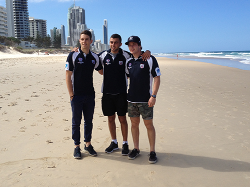 Three AFL draftees on the Gold Coast beach