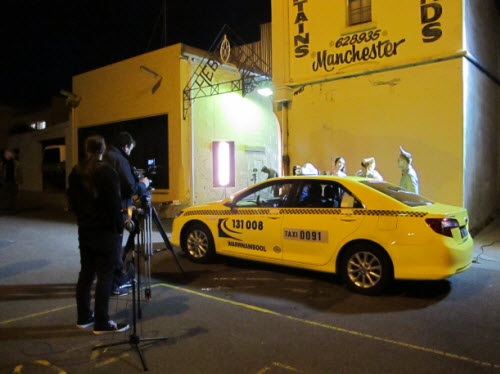 filming taxi for No Place Like Home Safe