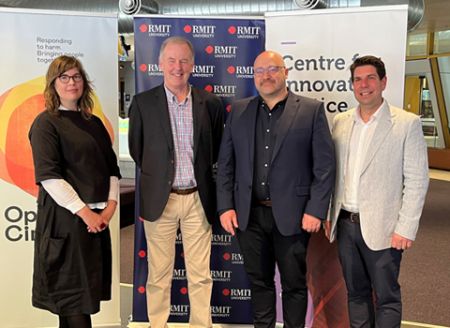 Nareeda Lewers - RMIT Centre for Innovative Justice - Manager, Open Circle. Rob Hulls - RMIT Director of Centre for Innovative Justice Stan Winford - RMIT Associate Director of Research, Innovation and Reform Damian Poel - TAC Head of Complex Recovery and Serious Injury