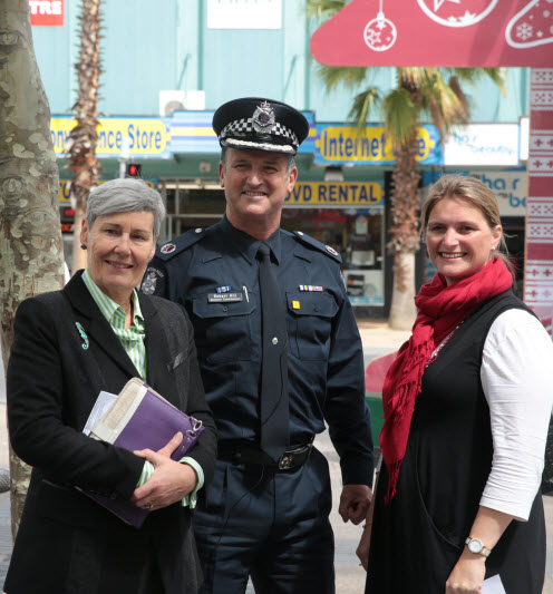 Commisoner Robert Hill, TAC CEO Janet Dore and Geelong City Councillor Michelle Heagney.