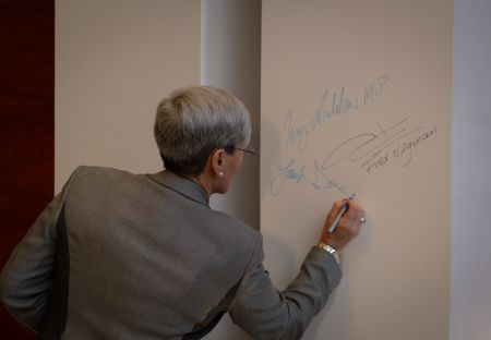 Chief Executive Officer Janet Dore signing the Zero
