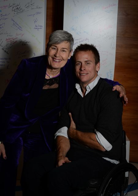  Janet Dore with Paralympic gold medallist Josh Hose at the Towards Zero awards ceremony