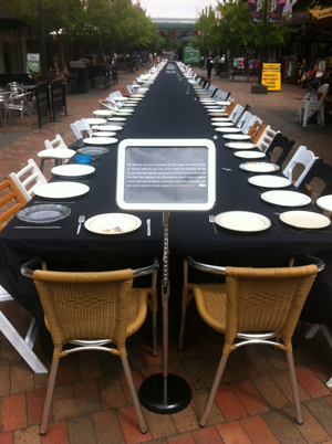 A Place to Remember in Ballarat's Bridge Mall has 139 white chairs to represents the lives lost on country roads